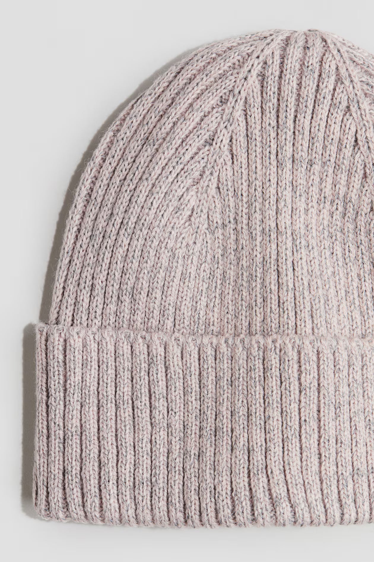 Reflective rib-knit beanie- Light pink marl