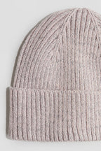 Reflective rib-knit beanie- Light pink marl