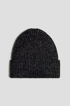 Reflective rib-knit beanie-Black marl