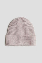 Reflective rib-knit beanie- Light pink marl