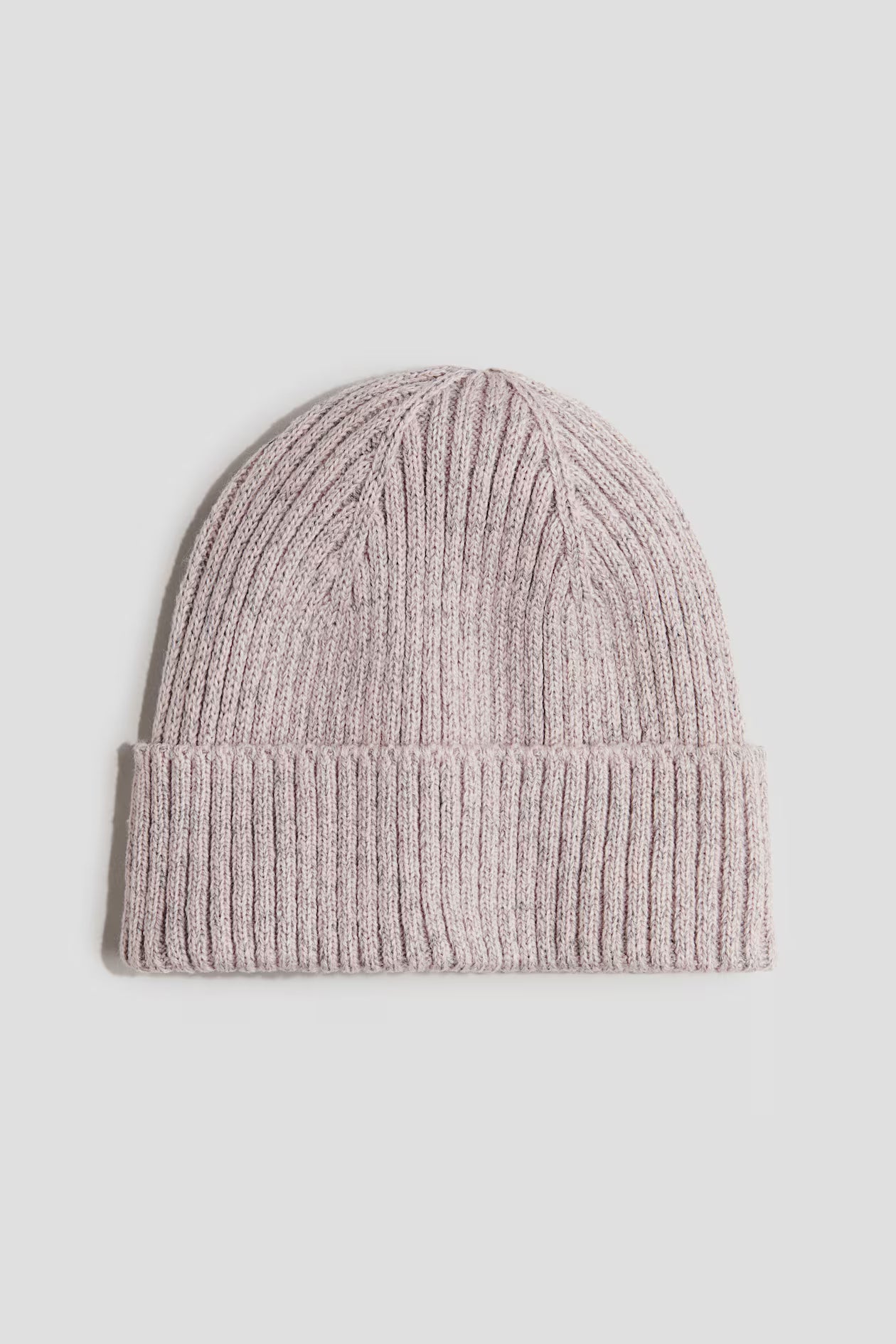 Reflective rib-knit beanie- Light pink marl