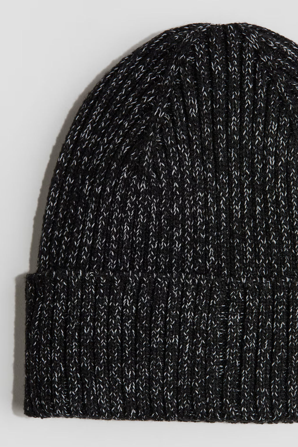 Reflective rib-knit beanie-Black marl