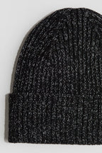 Reflective rib-knit beanie-Black marl