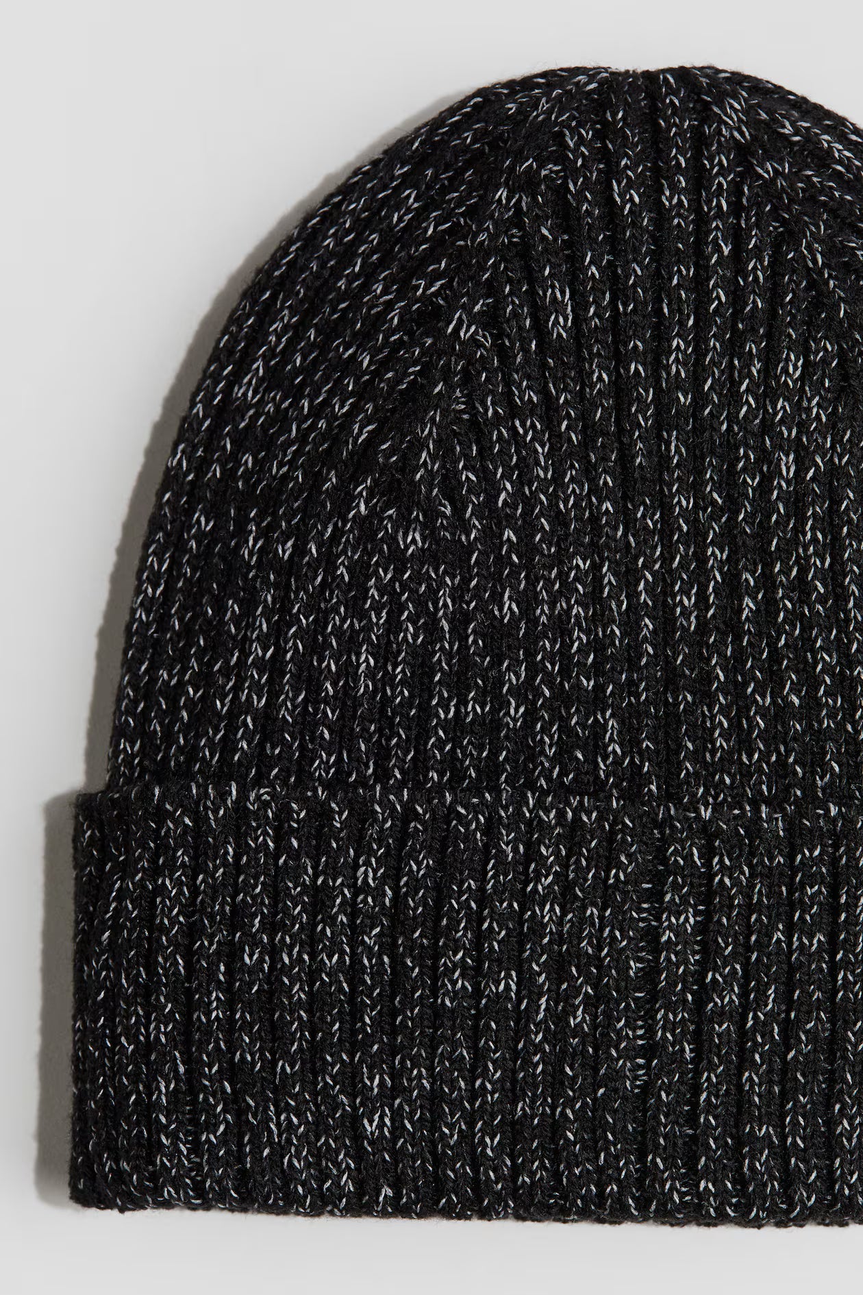 Reflective rib-knit beanie-Black marl